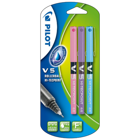 Pilot V5 Liquid Ink Rollerball Tip Pack of 3 Black